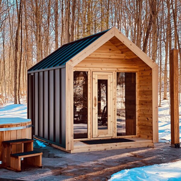 Red Cedar Modern Sauna with Porch